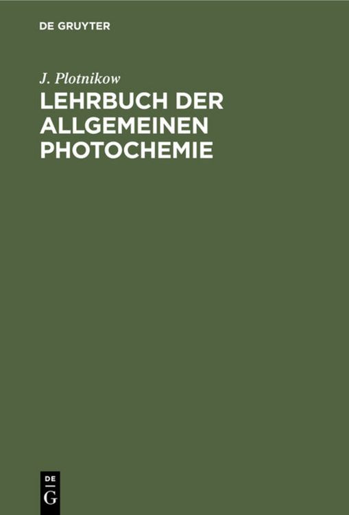 Produktbild: Lehrbuch der Allgemeinen Photochemie