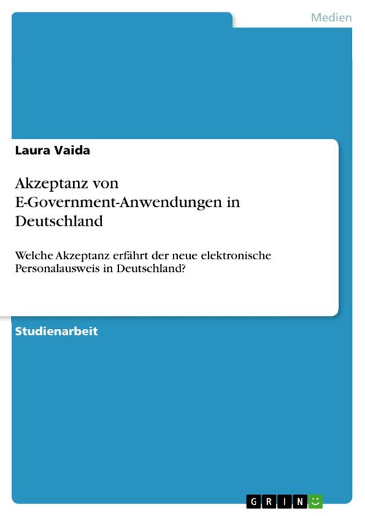 Produktbild: Akzeptanz von E-Government-Anwendungen in Deutschland