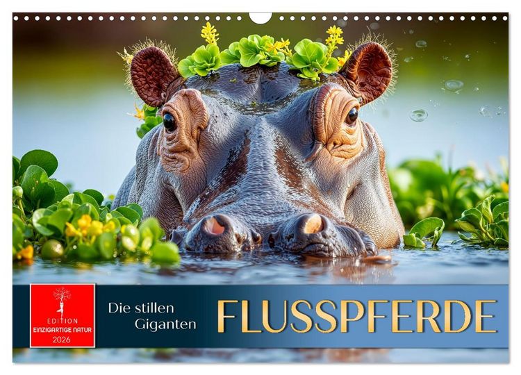 Produktbild: Flusspferde - die stillen Giganten (Wandkalender 2026 DIN A3 quer), CALVENDO Monatskalender