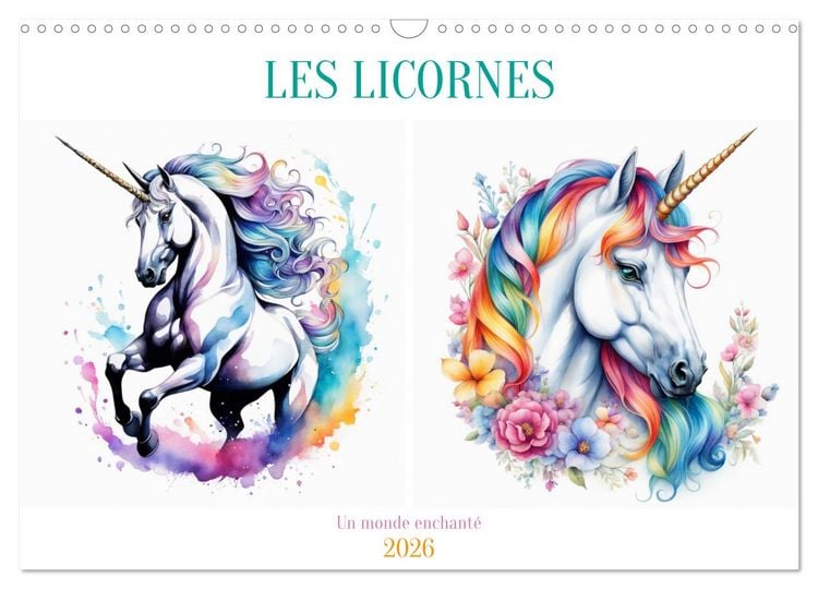 Produktbild: Les licornes (Calendrier mural 2026 DIN A3 vertical), CALVENDO calendrier mensuel