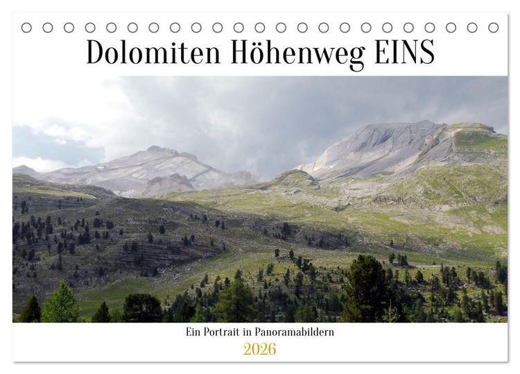 Produktbild: Der Dolomiten H&ouml;henweg EINS in Panoramabildern (Tischkalender 2026 DIN A5 quer), CALVENDO Monatskalender