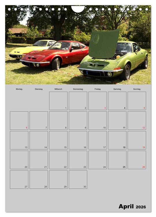Produktbild: Opel GT Terminplaner (Wandkalender 2026 DIN A4 hoch), CALVENDO Monatskalender