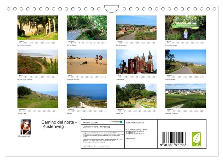 Produktbild: Camino del norte - K&uuml;stenweg (Wandkalender 2026 DIN A4 quer), CALVENDO Monatskalender