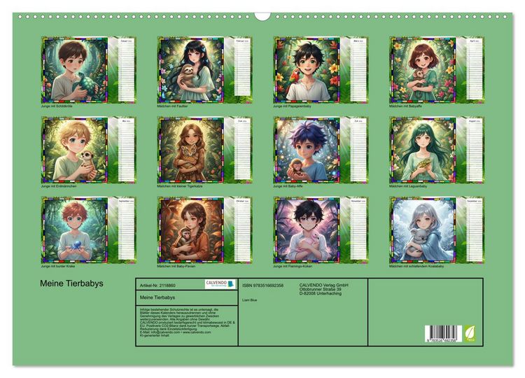 Produktbild: Meine Tierbabys (Wandkalender 2026 DIN A2 quer), CALVENDO Monatskalender