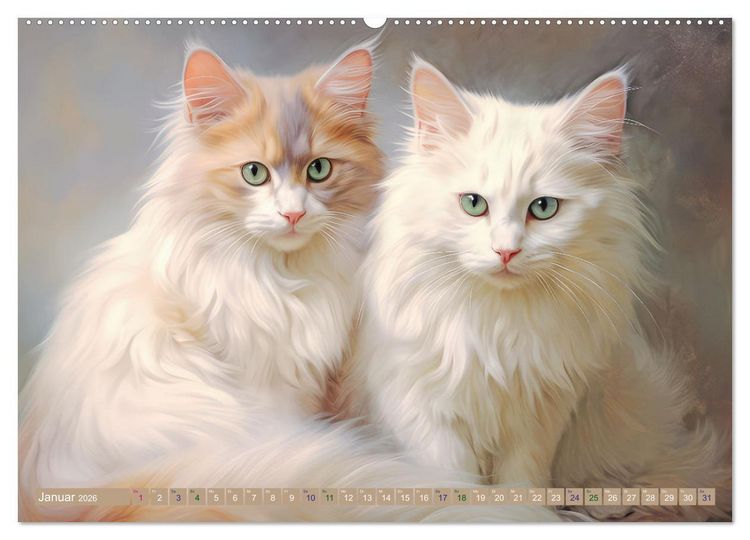 Produktbild: Katzen im Pastellstil (Wandkalender 2026 DIN A2 quer), CALVENDO Monatskalender