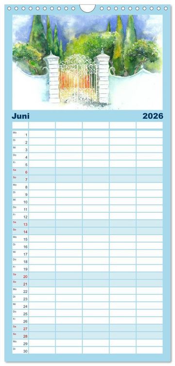 Produktbild: Familienplaner 2026 - Toskana Aquarelle mit 5 Spalten (Wandkalender, 21 x 45 cm) CALVENDO