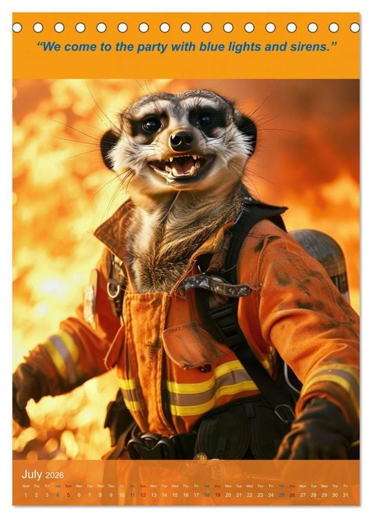 Produktbild: The beastly funny firefighters (Desk Calendar 2026 DIN A5 portrait), CALVENDO 12 Month DeskCalendar