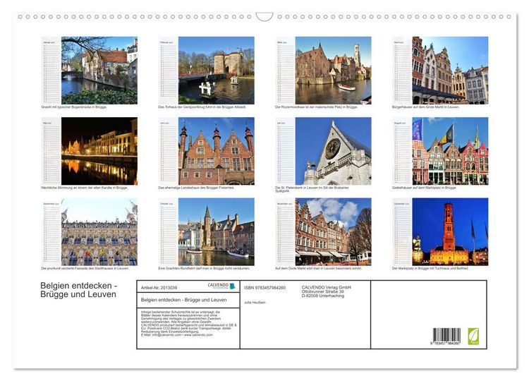 Produktbild: Belgien entdecken - Br&uuml;gge und Leuven (Wandkalender 2026 DIN A2 quer), CALVENDO Monatskalender