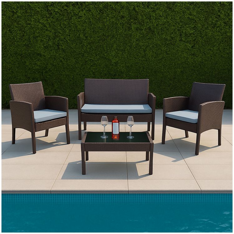 Produktbild: HTI-Living 4-teiliges Outdoorset Zita braun/beige Polyrattan