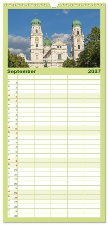 Produktbild: Familienplaner 2027 - Passau - Dreifl&uuml;ssestadt an Donau, Inn und Ilz mit 5 Spalten (Wandkalender, 21 x 45 cm) CALVENDO