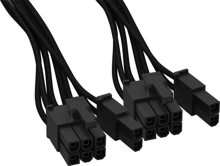 Produktbild: BeQuiet Computer, Strom Kabel [2x ATX-Stecker 8pol. (6+2) - 1x 12 PIN-Stecker (Netzteil)] 0.60 m Schwarz