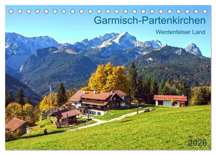 Produktbild: Garmisch-Partenkirchen Werdenfelser Land (Tischkalender 2026 DIN A5 quer), CALVENDO Monatskalender