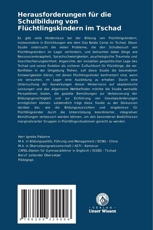 Produktbild: Herausforderungen f&uuml;r die Schulbildung von Fl&uuml;chtlingskindern im Tschad