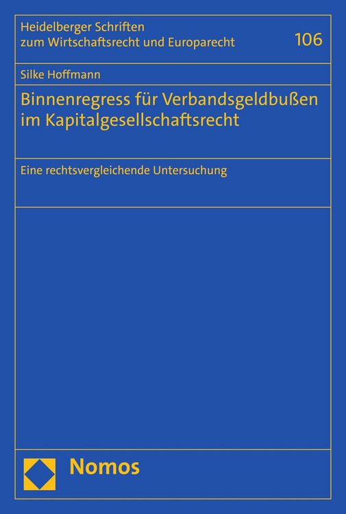 Produktbild: Binnenregress f&uuml;r Verbandsgeldbu&szlig;en im Kapitalgesellschaftsrecht
