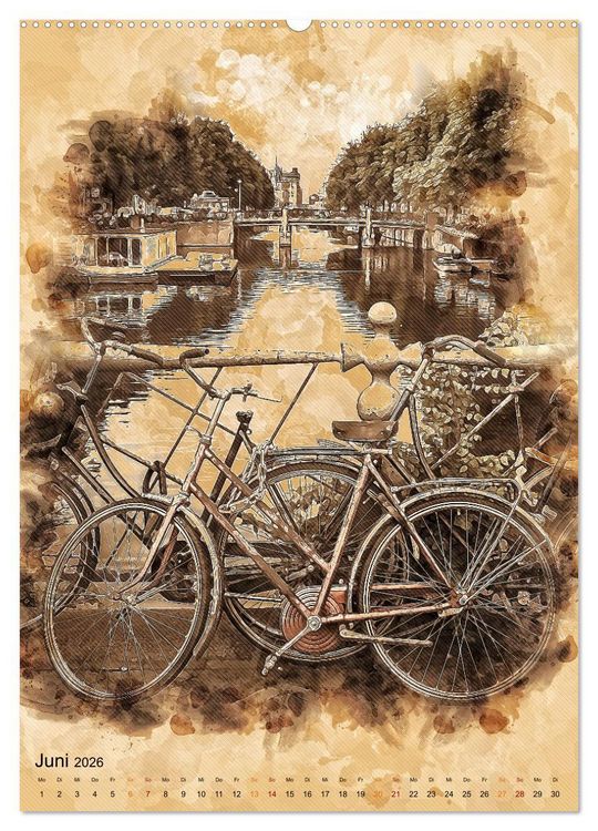 Produktbild: Fahrrad - Retro-Kalender (hochwertiger Premium Wandkalender 2026 DIN A2 hoch), Kunstdruck in Hochglanz