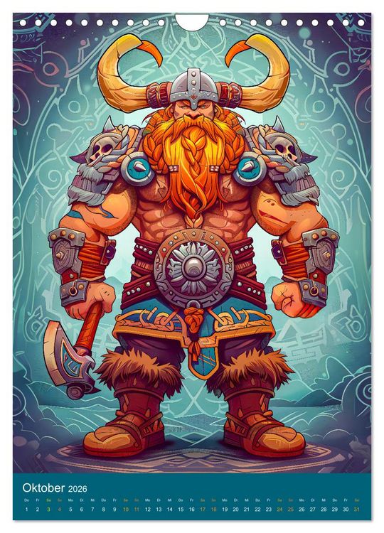 Produktbild: Wikinger Action - Comic-Helden inspiriert von den Nordm&auml;nnern (Wandkalender 2026 DIN A4 hoch), CALVENDO Monatskalender