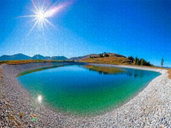 Produktbild: CALVENDO Puzzle Der Speichersee in M&uuml;hlbach am Hochk&ouml;nig | 1000 Teile Lege-Gr&ouml;&szlig;e 64x48cm Foto-Puzzle f&uuml;r gl&uuml;ckliche Stunden
