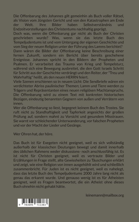 Produktbild: Die Offenbarung des Johannes. Wer Ohren hat, der h&ouml;re.