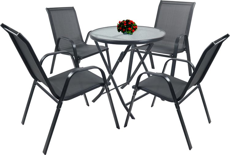 Produktbild: 5tlg Balkonset Gartenm&ouml;bel Stapelst&uuml;hle Set Sonlas