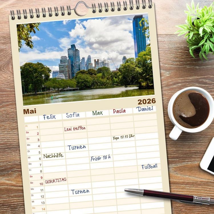 Produktbild: Familienplaner 2026 - Sehnsuchtsland Thailand mit 5 Spalten (Wandkalender, 21 x 45 cm) CALVENDO