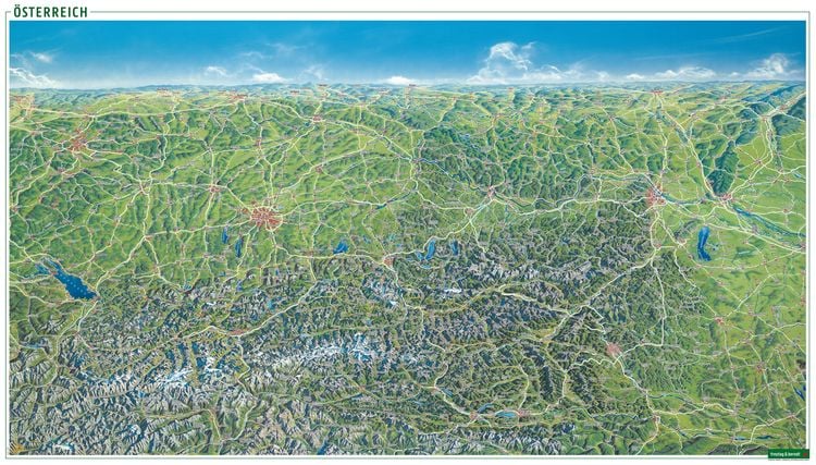 Bild vom Artikel Österreich Panoramakarte, Sommer / Winter, Poster, Plano in Rolle, freytag & berndt vom Autor Freytag & berndt