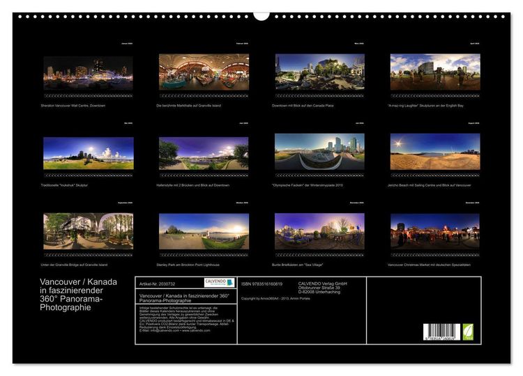 Produktbild: Vancouver / Kanada in faszinierender 360&deg; Panorama-Photographie (Wandkalender 2026 DIN A2 quer), CALVENDO Monatskalender