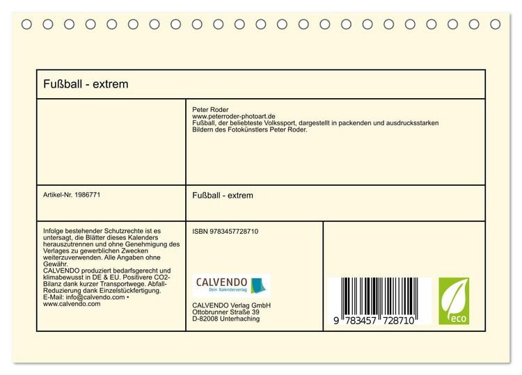 Produktbild: Fu&szlig;ball - extrem (Tischkalender 2026 DIN A5 quer), CALVENDO Monatskalender
