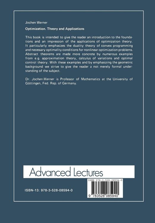 Produktbild: Optimization Theory and Applications