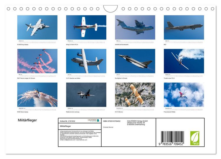 Produktbild: Milit&auml;rflieger (Wandkalender 2026 DIN A4 quer), CALVENDO Monatskalender