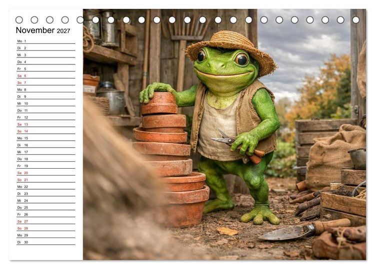 Produktbild: Frosch im Garten (Tischkalender 2027 DIN A5 quer), CALVENDO Monatskalender