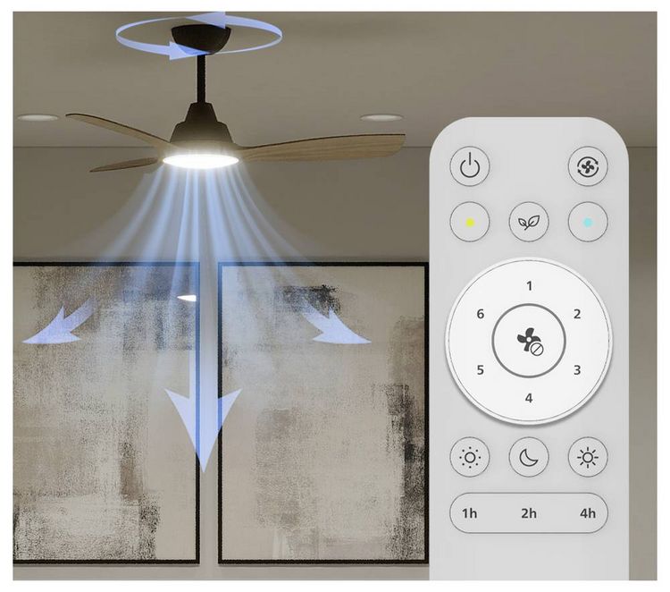 Produktbild: Philips LED Olas Deckenventilator 30 W mit Fernbedienung, Dimmbar