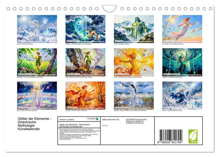 Produktbild: G&ouml;tter der Elemente - Griechische Mythologie Kunstkalender (Wandkalender 2027 DIN A4 quer), CALVENDO Monatskalender