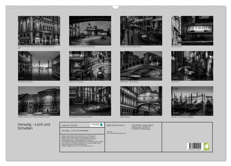 Produktbild: Venedig - Licht und Schatten (Wandkalender 2026 DIN A2 quer), CALVENDO Monatskalender