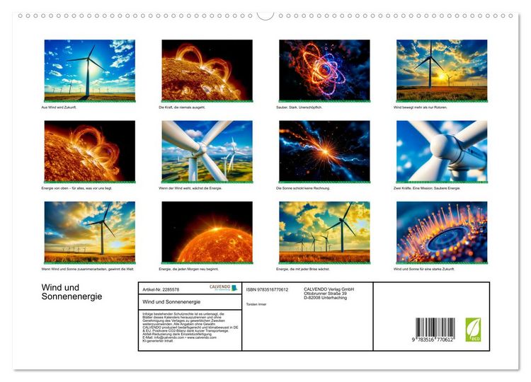 Produktbild: Wind und Sonnenenergie (hochwertiger Premium Wandkalender 2027 DIN A2 quer), Kunstdruck in Hochglanz
