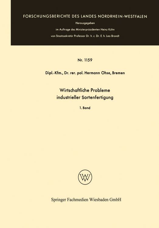 Produktbild: Wirtschaftliche Probleme industrieller Sortenfertigung