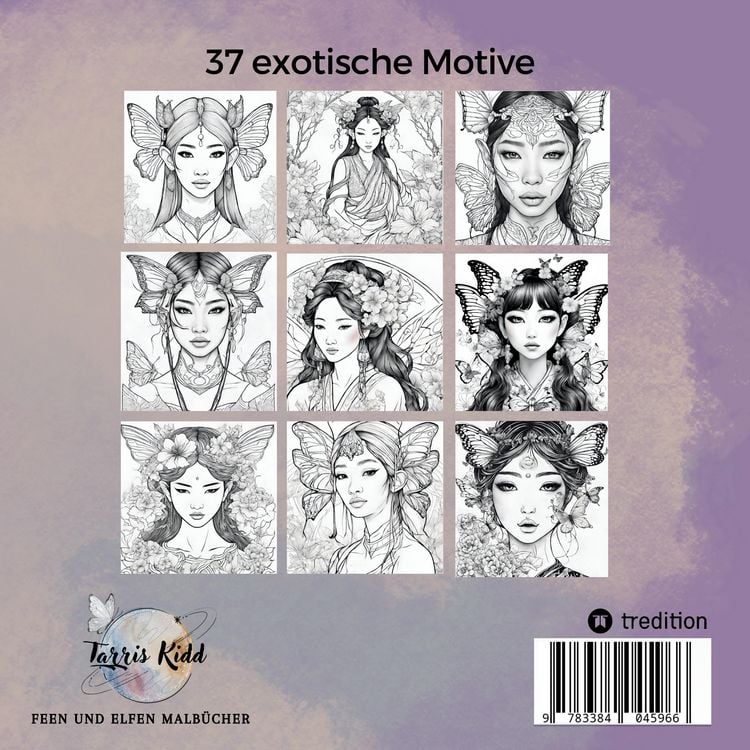 Produktbild: Exotische Portraits Malbuch Asia Beauty Fantasy Feen und Magische Elfen Ausmalbilder f&uuml;r Erwachsene Teenager Kreatives Geschenkbuch Weihnachten Wichte