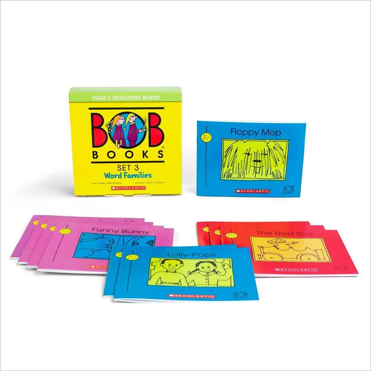 Produktbild: Bob Books - Word Families Box Set of 8 Paperbacks Decodable Phonics Books, Ages 4 and Up, Kindergarten, First Grade (Stage 3: Developing Reader)