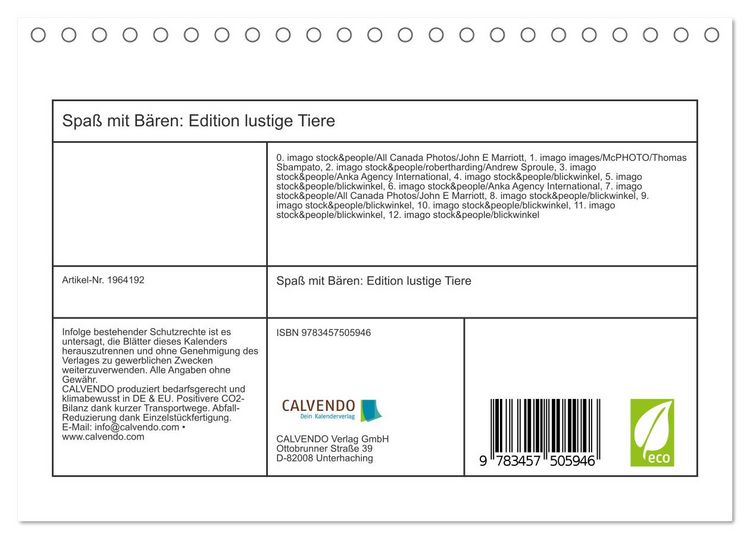 Produktbild: Spa&szlig; mit B&auml;ren: Edition lustige Tiere (Tischkalender 2026 DIN A5 quer), CALVENDO Monatskalender