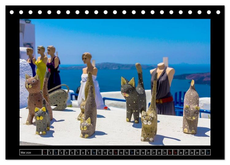 Produktbild: Kalimera Thira - Santorini, die sch&ouml;nste der Kykladen stellt sich vor (Tischkalender 2026 DIN A5 quer), CALVENDO Monatskalender