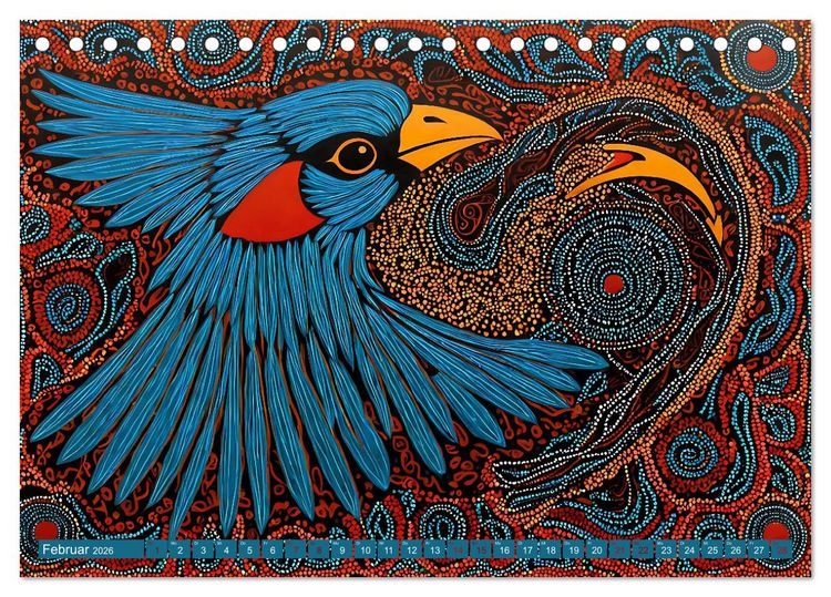 Produktbild: Traumzeit - KI-generierte Aborigine-Kunst aus dem Herzen Australiens (Tischkalender 2026 DIN A5 quer), CALVENDO Monatskalender