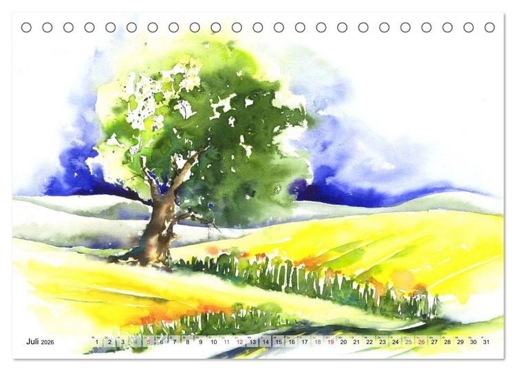 Produktbild: Jahreszeiten Aquarelle (Tischkalender 2026 DIN A5 quer), CALVENDO Monatskalender