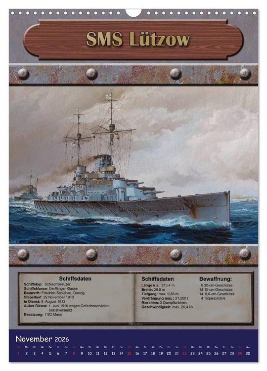 Produktbild: Die kaiserliche Marine 1871 - 1918 (Wandkalender 2026 DIN A3 hoch), CALVENDO Monatskalender