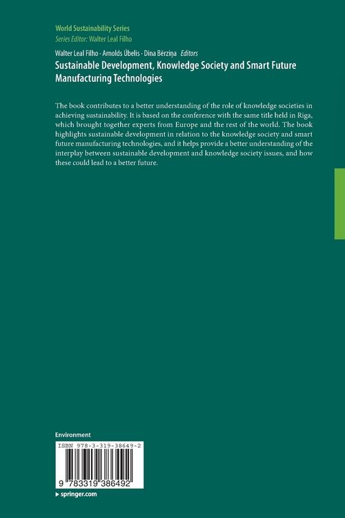 Produktbild: Sustainable Development, Knowledge Society and Smart Future Manufacturing Technologies