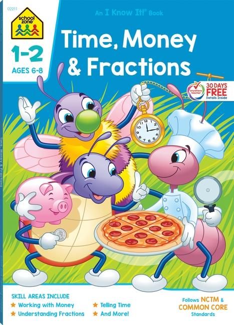 Produktbild: School Zone Time, Money & Fractions Grades 1-2 Workbook