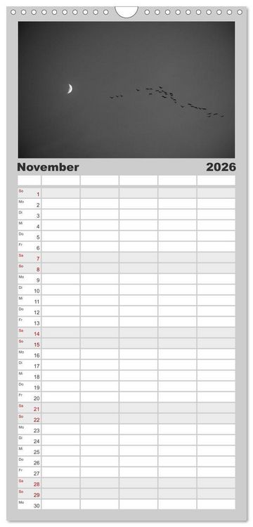 Produktbild: Familienplaner 2026 - BLACK 'N WHITE mit 5 Spalten (Wandkalender, 21 x 45 cm) CALVENDO