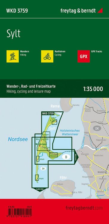 Produktbild: Sylt, Wander-, Rad- und Freizeitkarte 1:35.000, freytag & berndt, WKD 3759