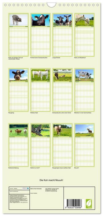 Produktbild: Familienplaner 2026 - Die Kuh macht Muuuh! mit 5 Spalten (Wandkalender, 21 x 45 cm) CALVENDO