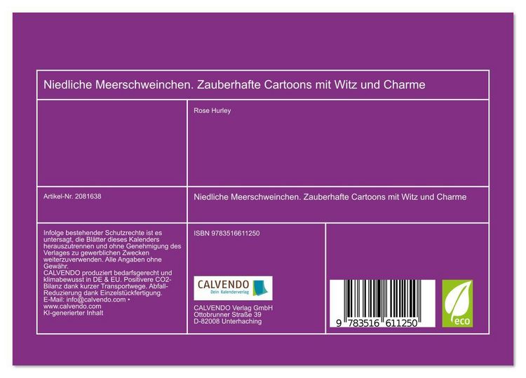 Produktbild: Niedliche Meerschweinchen. Zauberhafte Cartoons mit Witz und Charme (Tischkalender 2026 DIN A5 quer), CALVENDO Monatskalender