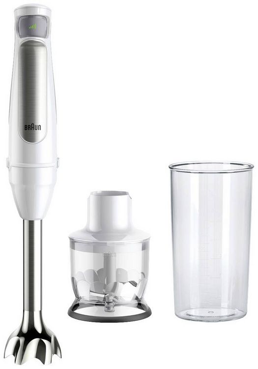 Produktbild: Braun MQ7020 WH Stabmixer 1000 W BPA-frei, stufenlose Geschwindigkeitseinstellung, mit Mixbecher Wei&szlig;, Silber