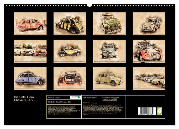 Produktbild: Die Ente, Deux Chevaux, 2CV (hochwertiger Premium Wandkalender 2026 DIN A2 quer), Kunstdruck in Hochglanz